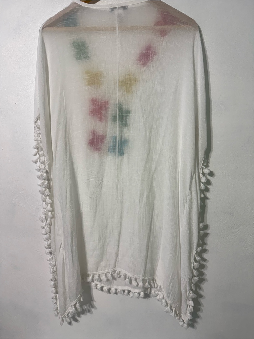 Moss Rose White Crochet V-Neck Swim Coverup with Multicolor Floral Detail - Picture 6 of 8